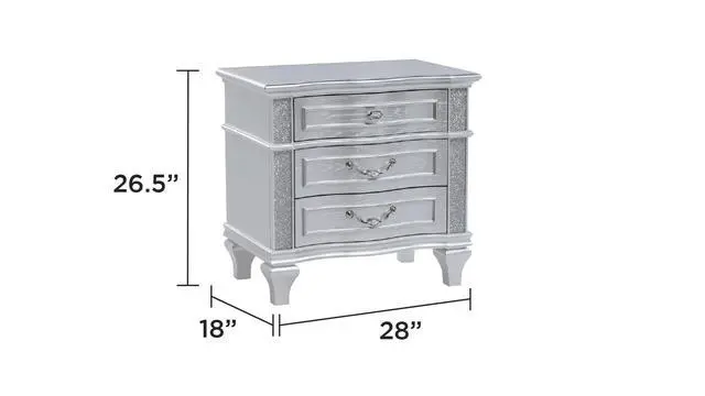Alt view image 2 of 5 - Mystic Contemporary Style Nightstand Made With Wood In Silver (Includes Only Nightstand)