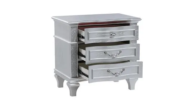 Alt view image 3 of 5 - Mystic Contemporary Style Nightstand Made With Wood In Silver (Includes Only Nightstand)