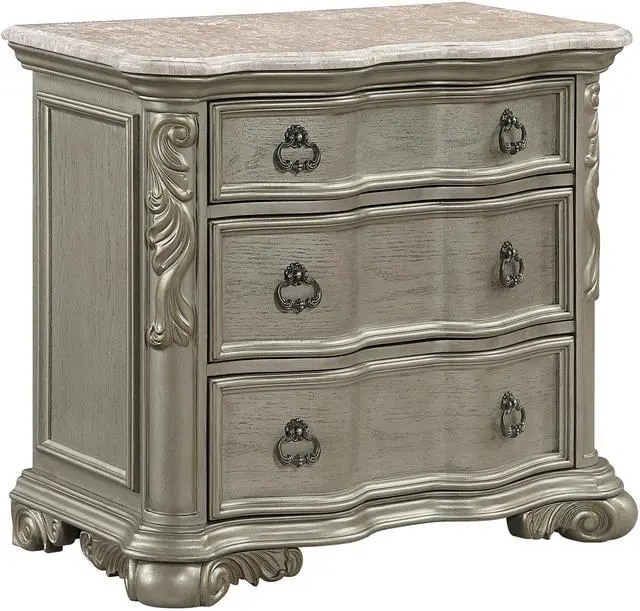 Main image of Bella Traditional Style Nightstand With Marble In Champagne