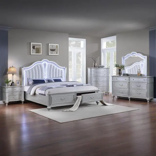 Alt view image 5 of 5 - Mystic Contemporary Style Nightstand Made With Wood In Silver (Includes Only Nightstand)