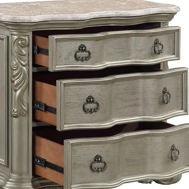 Alt view image 5 of 7 - Bella Traditional Style Nightstand With Marble In Champagne