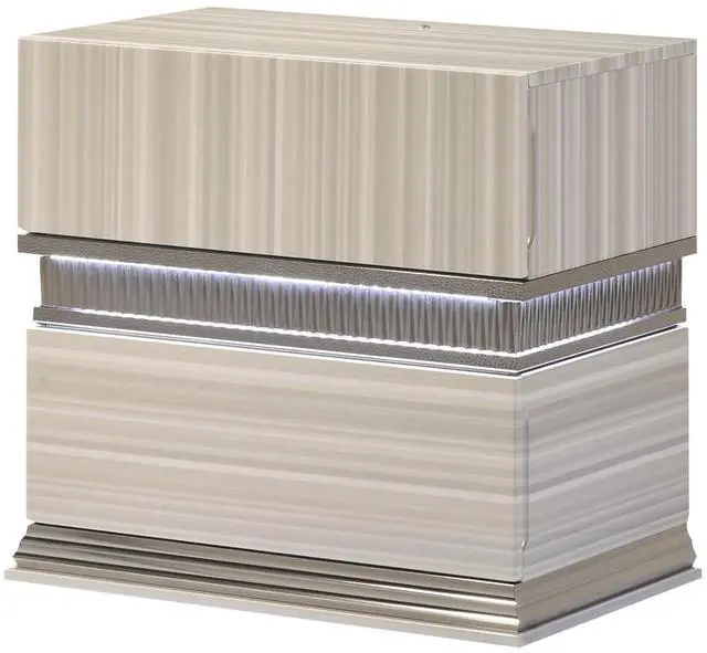 Main image of Leonor Modern Style 2 Drawer Nightstand Made With Wood And Led Lighting In Gray With Clean Linear Detailing