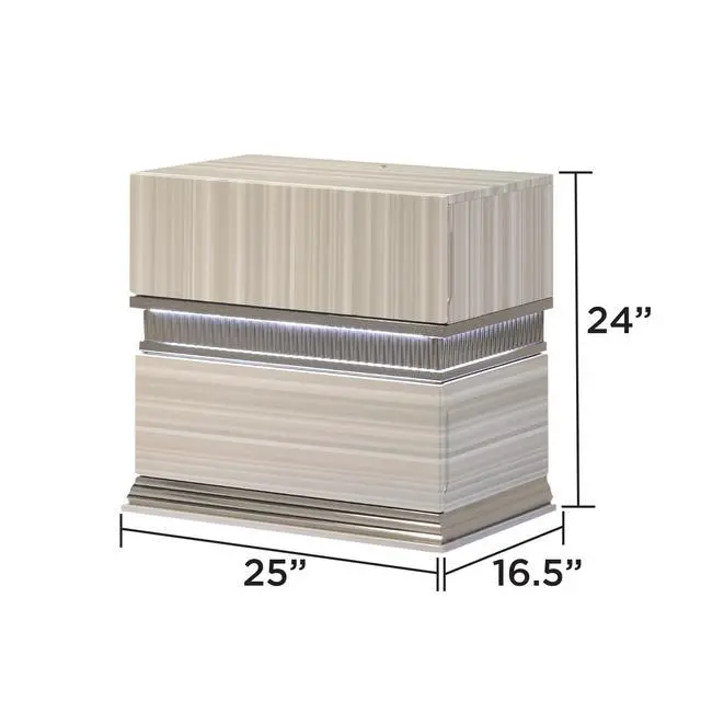 Alt view image 3 of 7 - Leonor Modern Style 2 Drawer Nightstand Made With Wood And Led Lighting In Gray With Clean Linear Detailing