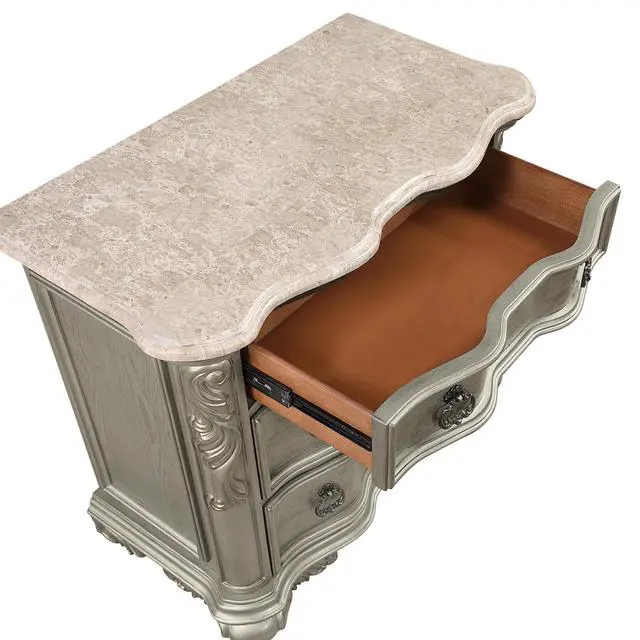 Alt view image 6 of 7 - Bella Traditional Style Nightstand With Marble In Champagne