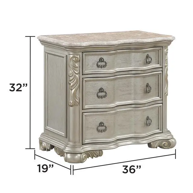 Alt view image 3 of 7 - Bella Traditional Style Nightstand With Marble In Champagne