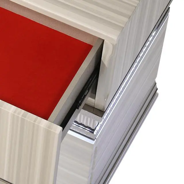 Alt view image 7 of 7 - Leonor Modern Style 2 Drawer Nightstand Made With Wood And Led Lighting In Gray With Clean Linear Detailing