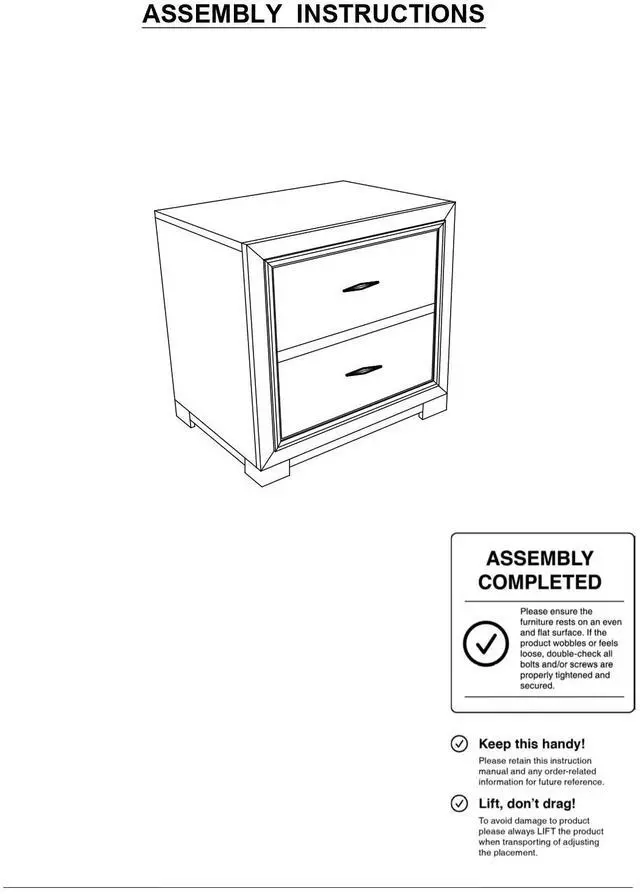 Alt view image 5 of 6 - Metallic Gray Color Nightstand Bedroom 1Pc Nightstand Solid Wood Acrylic Hardware 2-Drawers Bedside Table