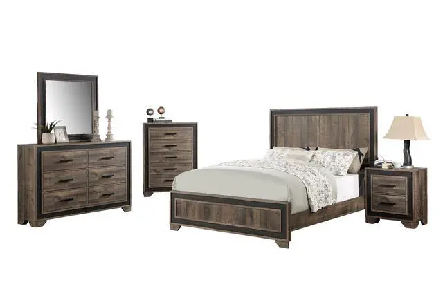 Alt view image 5 of 6 - Oak Finish 1Pc Nightstand Paper Veneer Bedroom Furniture 2-Drawers Bedside Table