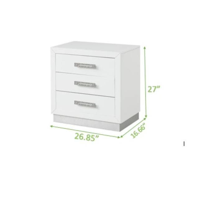 Alt view image 3 of 5 - Nightstand Made With Wood In Milky White Color
