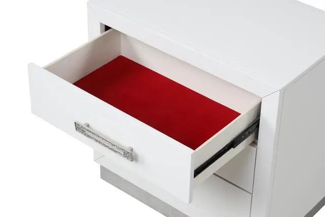 Alt view image 2 of 5 - Nightstand Made With Wood In Milky White Color