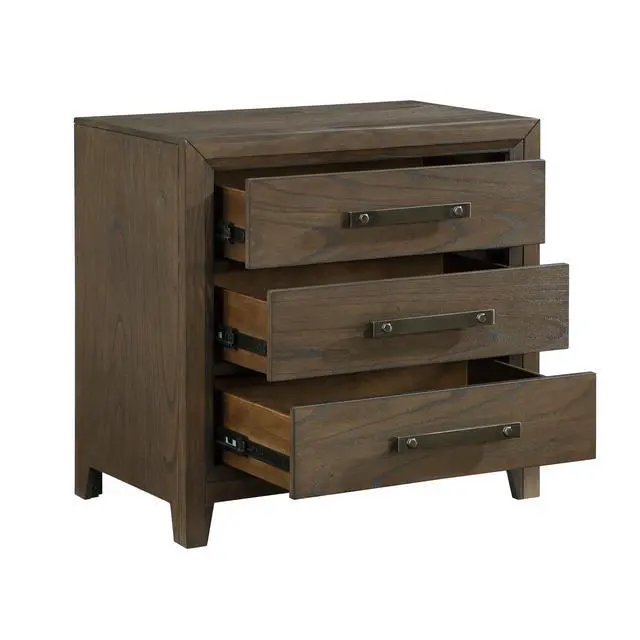 Alt view image 3 of 7 - Dark Walnut Finish Nightstand Of 3 Drawers Classic Design Bedroom Furniture 1Pc