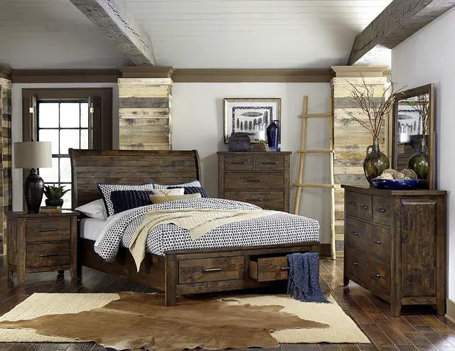 Alt view image 6 of 7 - Classic Transitional Design Nightstand Burnished Finish Solid Rubberwood Bedroom Side Table Rustic Look Furniture