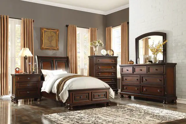 Alt view image 5 of 7 - Classic Transitional Nightstand Brown Cherry Finish Birch Veneer Hidden Drawer Bun Feet Bedroom Furniture