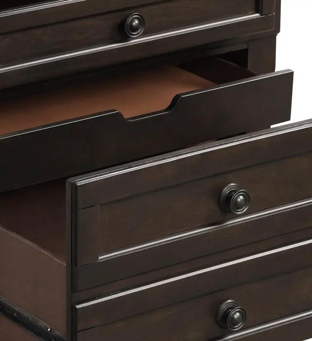 Alt view image 5 of 7 - Transitional Design Nightstand Grayish Brown Finish Two Dovetail Drawers Bun Feet Wooden Furniture