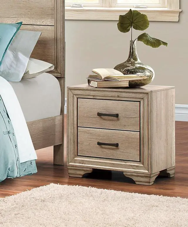 Main image of Contemporary Bedroom Furniture 1Pc Nightstand Of Drawers Natural Finish Melamine Laminate Bed Side Table