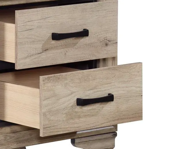 Alt view image 5 of 7 - Contemporary Bedroom Furniture 1Pc Nightstand Of Drawers Natural Finish Melamine Laminate Bed Side Table