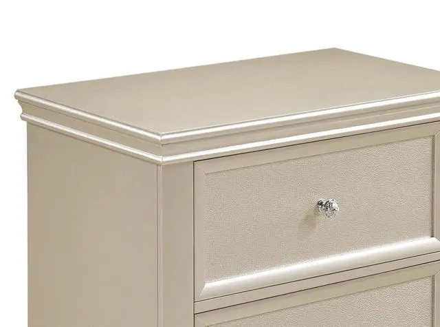 Alt view image 4 of 7 - Silver Finish 1pc Nightstand of Textural Drawer Fronts Polished Knobs Modern Traditional Bedroom Furniture