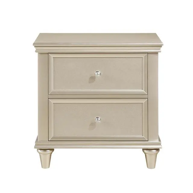 Alt view image 2 of 7 - Silver Finish 1pc Nightstand of Textural Drawer Fronts Polished Knobs Modern Traditional Bedroom Furniture
