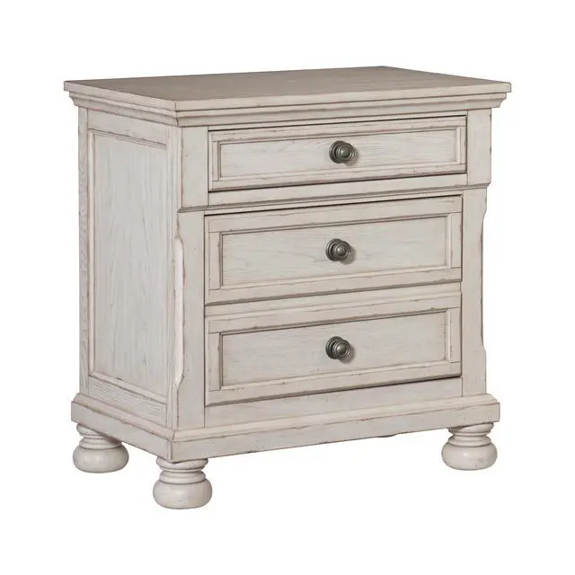 Alt view image 2 of 7 - Transitional Wire-Brushed White Finish 1Pc Nightstand With Hidden Drawer Bun Feet Classic Bedroom Furniture