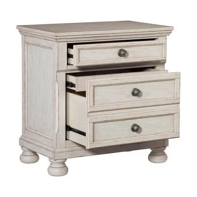 Alt view image 3 of 7 - Transitional Wire-Brushed White Finish 1Pc Nightstand With Hidden Drawer Bun Feet Classic Bedroom Furniture