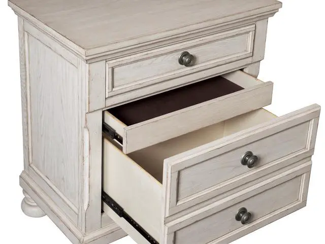 Alt view image 4 of 7 - Transitional Wire-Brushed White Finish 1Pc Nightstand With Hidden Drawer Bun Feet Classic Bedroom Furniture