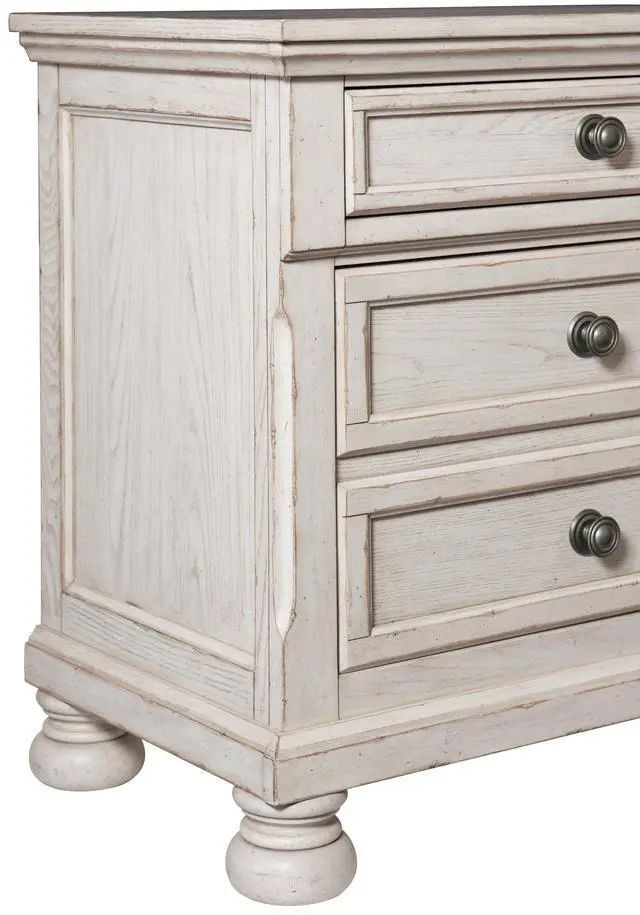 Alt view image 5 of 7 - Transitional Wire-Brushed White Finish 1Pc Nightstand With Hidden Drawer Bun Feet Classic Bedroom Furniture