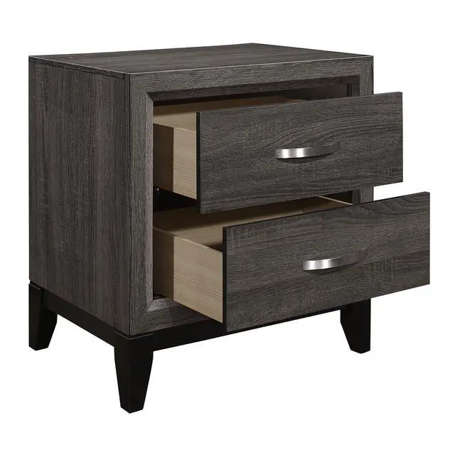 Alt view image 4 of 7 - Contemporary Styling Gray Finish 1Pc Nightstand Dovetail Drawers Unique Bedroom Furniture