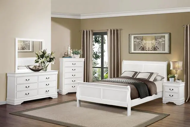 Alt view image 7 of 7 - Traditional Design White Finish Nightstand 1Pc Antique Drop Handles Drawers Bed Side Table Bedroom Furniture
