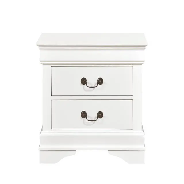 Alt view image 5 of 7 - Traditional Design White Finish Nightstand 1Pc Antique Drop Handles Drawers Bed Side Table Bedroom Furniture