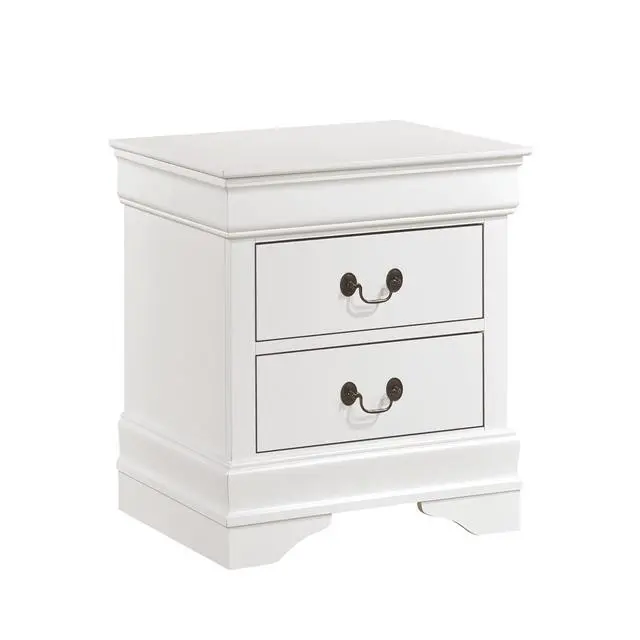 Alt view image 3 of 7 - Traditional Design White Finish Nightstand 1Pc Antique Drop Handles Drawers Bed Side Table Bedroom Furniture