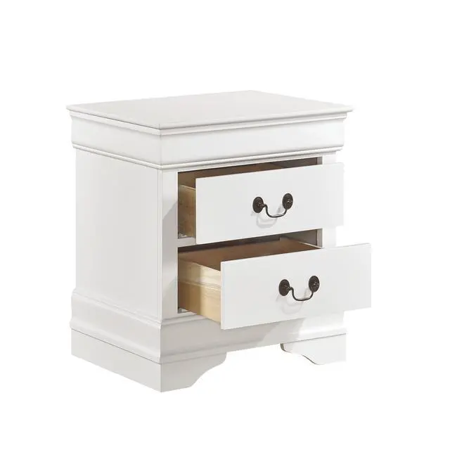 Alt view image 4 of 7 - Traditional Design White Finish Nightstand 1Pc Antique Drop Handles Drawers Bed Side Table Bedroom Furniture