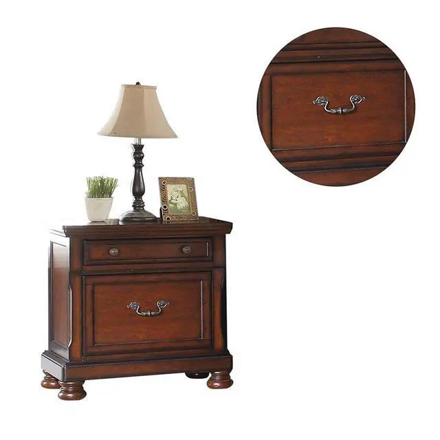 Alt view image 2 of 7 - Traditional Formal Look Cherry Finish 1Pc Nightstand Storage Space Bedside Table Plywood Veneer Bedroom Furniture