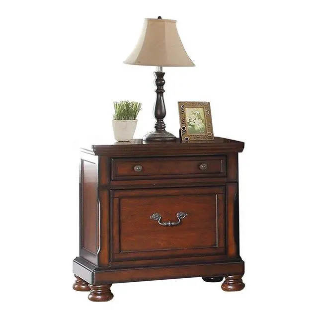 Alt view image 3 of 7 - Traditional Formal Look Cherry Finish 1Pc Nightstand Storage Space Bedside Table Plywood Veneer Bedroom Furniture