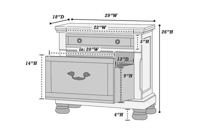Alt view image 4 of 7 - Traditional Formal Look Cherry Finish 1Pc Nightstand Storage Space Bedside Table Plywood Veneer Bedroom Furniture