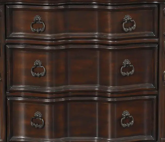 Alt view image 4 of 7 - Royal Bedroom Cherry Finish Nightstand Of 3 Drawers Ring Pulls Traditional Home Furniture