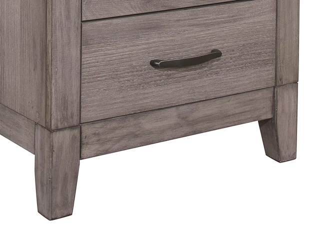 Alt view image 5 of 7 - Brownish Gray Finish 1Pc Nightstand Melamine Laminate 2X Drawers Dark Metal Hardware Bed Side Table