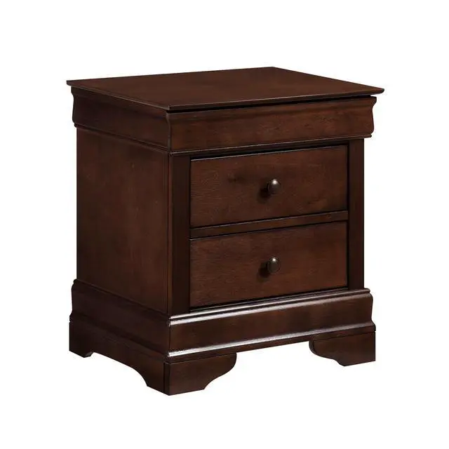 Alt view image 4 of 7 - Louis Philippe Style 1pc Nightstand of Drawers Brown Cherry Finish Okume Veneer Bedroom Furniture