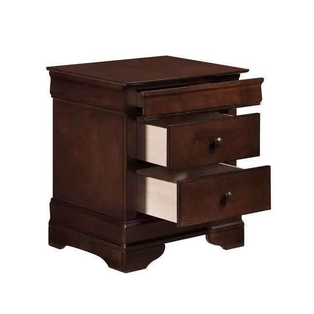 Alt view image 5 of 7 - Louis Philippe Style 1pc Nightstand of Drawers Brown Cherry Finish Okume Veneer Bedroom Furniture