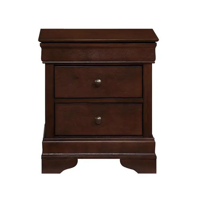 Alt view image 3 of 7 - Louis Philippe Style 1pc Nightstand of Drawers Brown Cherry Finish Okume Veneer Bedroom Furniture