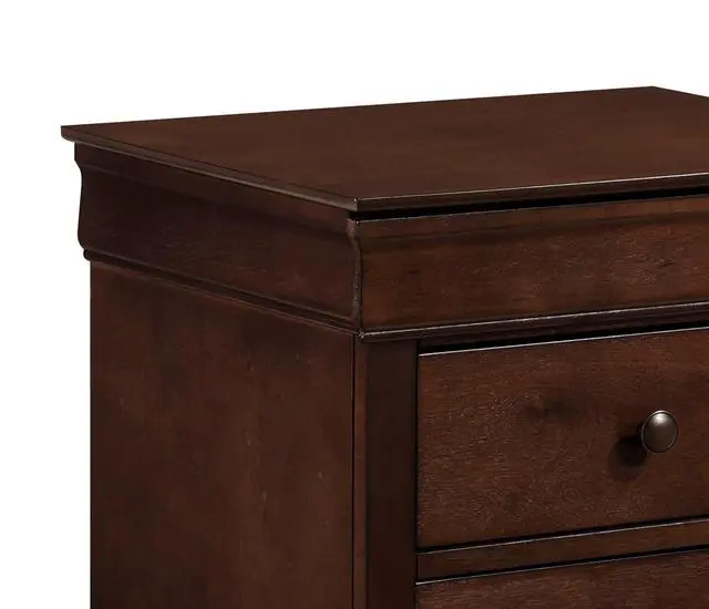 Alt view image 6 of 7 - Louis Philippe Style 1pc Nightstand of Drawers Brown Cherry Finish Okume Veneer Bedroom Furniture