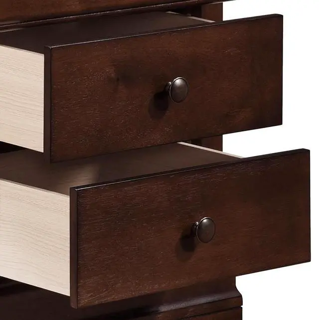 Alt view image 7 of 7 - Louis Philippe Style 1pc Nightstand of Drawers Brown Cherry Finish Okume Veneer Bedroom Furniture