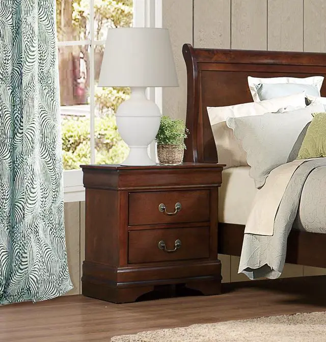 Alt view image 3 of 7 - Classic Louis Philippe Style Brown Cherry Finish 1Pc Nightstand Of 2X Drawers Traditional Design Bedroom Furniture