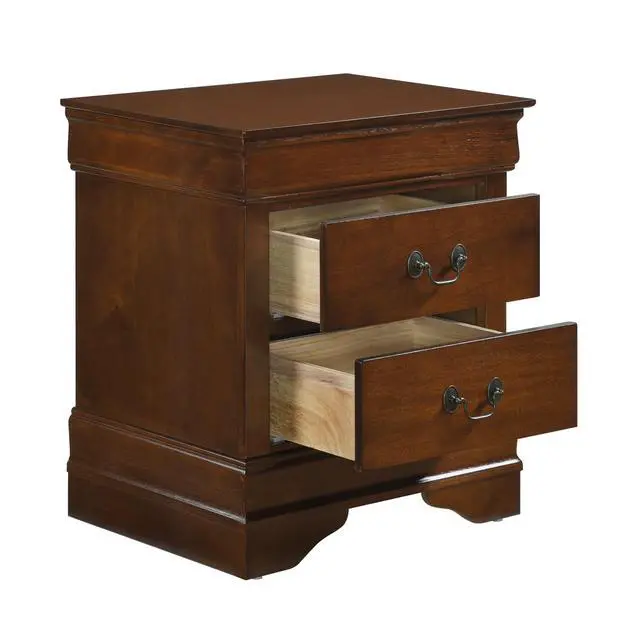 Alt view image 5 of 7 - Classic Louis Philippe Style Brown Cherry Finish 1Pc Nightstand Of 2X Drawers Traditional Design Bedroom Furniture