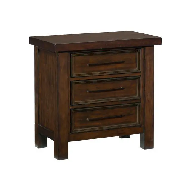 Alt view image 3 of 7 - Classic Brown Finish 1Pc Nightstand Of 3X Drawers Mango Veneer Wood Transitional Bedroom Furniture