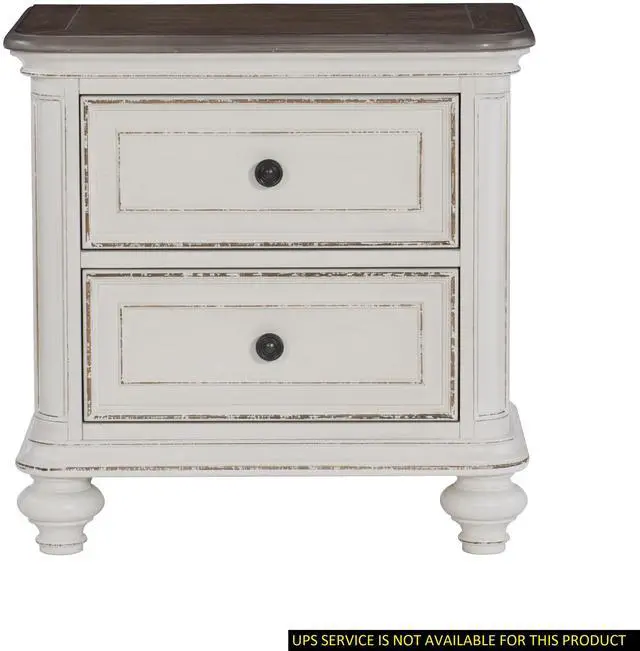 Main image of Antique White And Brown-Gray Finish1Pc Nightstand Of Drawers Black Knobs Traditional Design Bedroom Furniture