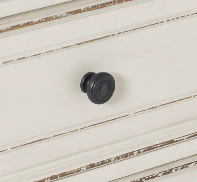Alt view image 7 of 7 - Antique White And Brown-Gray Finish1Pc Nightstand Of Drawers Black Knobs Traditional Design Bedroom Furniture