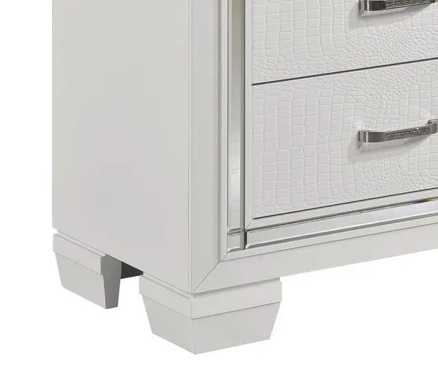 Alt view image 3 of 7 - Glamorous Design Bedroom Furniture 1Pc Nightstand Of 2X Drawers White Finish Faux Alligator Embossed Textured Fronts