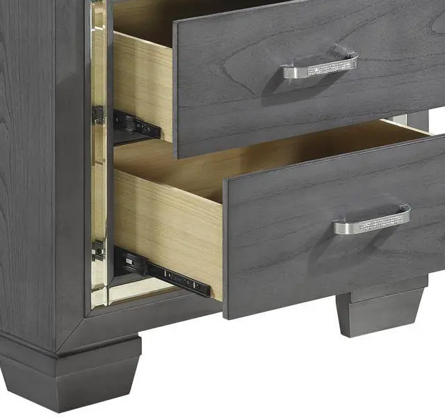 Alt view image 4 of 7 - Glamourous Style 1Pc Nightstand Of 2X Drawers Led Lighting Faux Crystals Bar Pulls Gray Finish Modern Bedroom Furniture