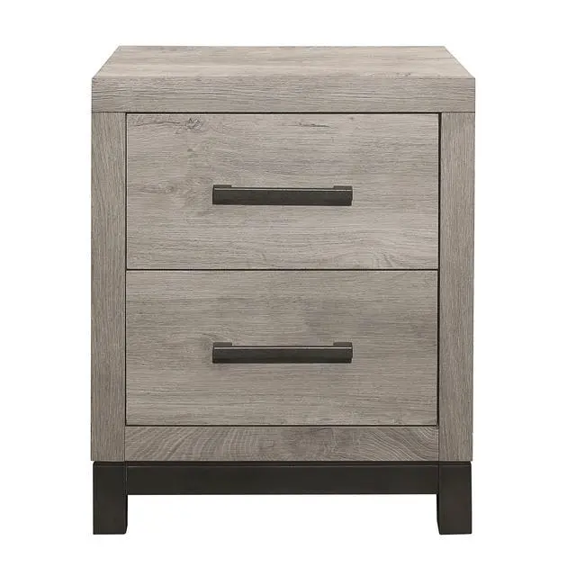 Alt view image 3 of 7 - Attractive Gray Finish 1Pc Nightstand Of 2X Drawers Metal Bar Hardware Premium Melamine Board Wooden Bedroom Furniture