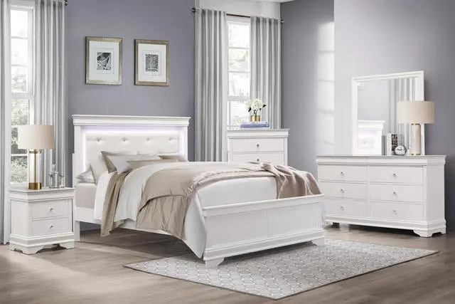 Alt view image 6 of 7 - Traditional Design Bedroom Furniture 1pc Nightstand of 3x Drawers Faux Alligator Embossed Fronts White Finish Wooden Furniture